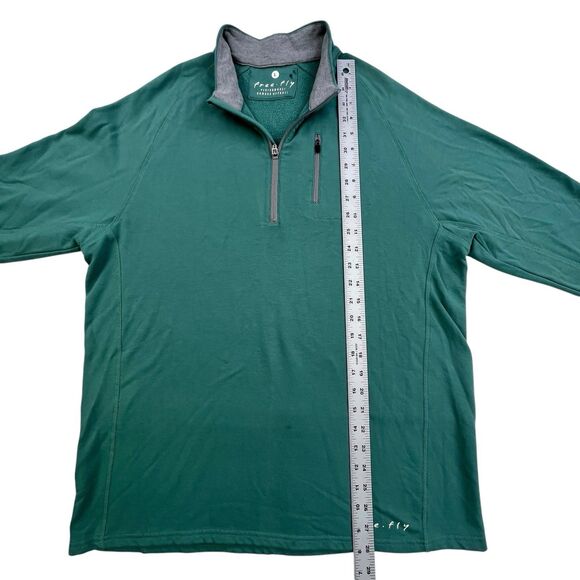 Free Fly 1/4 Zip Shirt Mens Large Green Performance Casual Fleece Pullover - Picture 11 of 11
